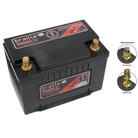 Braille Battery Intensity Lithium Batteries I34X Battery, Intensity, Starting, Lithium-ion, BCI Group 34, 12 V, 1,100 amps At 32 degrees F, Top Terminals, Each