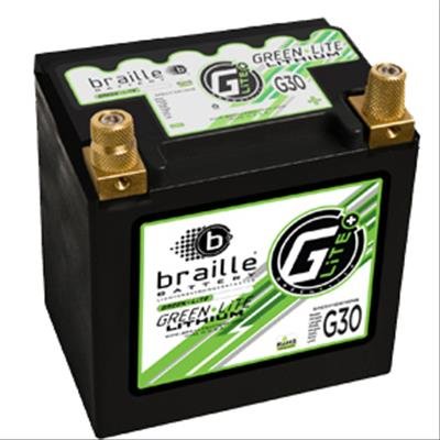 Braille Battery Green Lite Lithium Batteries G30 Battery, Lithium, Starting, BCI 30, 12 V, 947 Pulse Cranking Amps, Top Terminals, Lithium-ion, Each