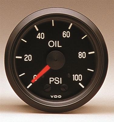 VDO Cockpit Series Analog Gauges 150-030 Gauge, Cockpit, Oil Pressure, 0-100 psi, 2 1/16 in., Analog, Mechanical, Black Face, Each
