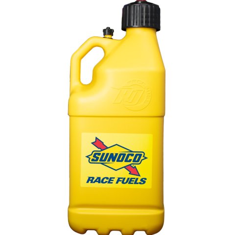 5 Gallons Sunoco Race Jug M7500YL Utility Jug, Gallons, Rectangular, Polyethlene, Yellow, Black Cap, Each