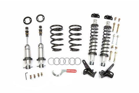 Aldan American Track Comp Coilover Kits 300340 Kits, Comp, Front and Rear, 1.0-2.0 in. Raised, Adjustable, Twin-tube, Black Springs, Buick, Chevrolet, Oldsmobile, Pontiac, Kit