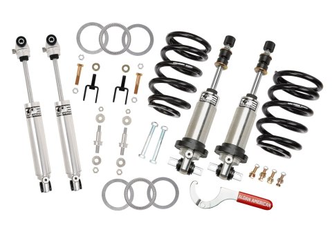 Aldan American Track Comp Suspension Packages for 1972-1979 RANCHERO, 1972-1976 TORINO - 300312 Coilover Kits, Comp, Front, 0.0 2.0 in. Lowered Front, Rear Shocks, Double Adjustable, 550 lb./in. Spring Rate, Ford, Big Block, Kit