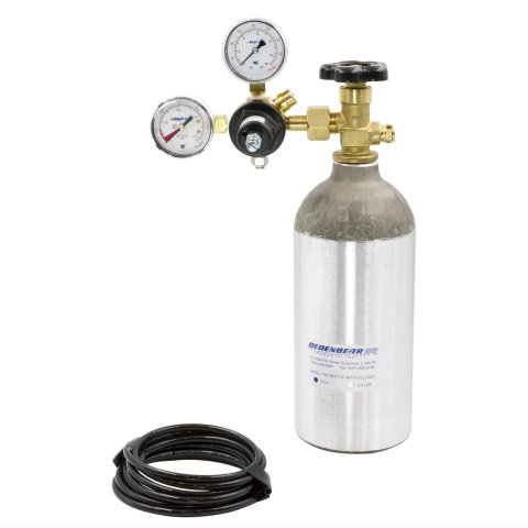 Dedenbear CO2 Bottle Kits AB25K Bottle, CO2, 2.5 lbs., Aluminum, Natural, Valve, Regulator, Plastic Air Tubing, Kit