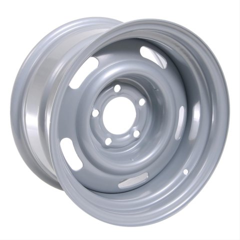 Vision American Muscle 55 Rally Series Silver Wheels 15x8 Wheel, Rally, Steel, Silver, 15 in. x 8 in., 5 x 5 in. Bolt Circle, 4.25 in. Backspace, Each
