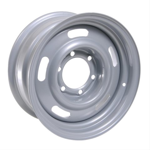 Vision American Muscle 55 Rally Series Silver Wheels 15x7 Wheel, Rally, Steel, Silver, 15 in. x 7 in., 6 x 5.5 in. Bolt Circle, 4.25 in. Backspace, Each