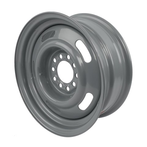 Vision American Muscle 55 Rally Series Silver Wheels 15x6 Wheel, Rally, Steel, Silver, 15 in. x 6 in., 5 x 4.50/4.75 in. Bolt Circle, 4.00 in. Backspace, Each