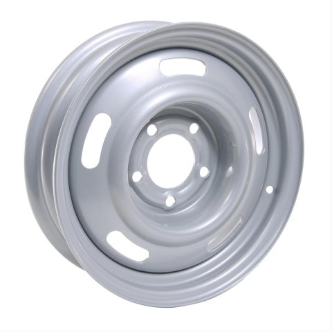 Vision American Muscle 55 Rally Series Silver Wheels 15x4 Wheel, Rally, Steel, Silver, 15 in. x 4 in., 5 x 4.75 in. Bolt Circle, 2.50 in. Backspace, Each
