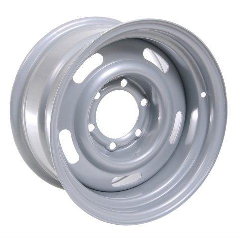 Vision American Muscle 55 Rally Series Silver Wheels 15x8 Wheel, Rally, Steel, Silver, 15 in. x 8 in., 6 x 5.5 in. Bolt Circle, 4 in. Backspace, Each