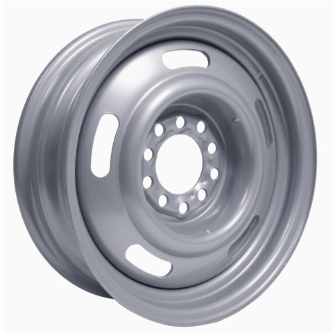 Vision American Muscle 55 Rally Series Silver Wheels 15x5 Wheel, Rally, Steel, Silver, 15 in. x 5 in., 5 x 4.50/4.75 in. Bolt Circle, 3.25 in. Backspace, Each