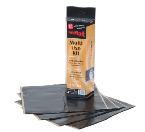 HushMat Multi-Use Kits 10150 HushMat, Multi Use, Sound Deadening/Insulation, Easiest To Install, 1.5 mm thick, Black, Self-Adhesive, 550 Degrees, 3.7 sq ft, 12in x 11in, Set of 4
