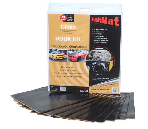 HushMat Door Kits 10200 HushMat, Kit, Sound Deadening/Insulation, Easiest To Install, 1.5 mm thick, Black, Self-Adhesive, 550 Degrees, 10 sq ft, 12in x 12in, Set of 10
