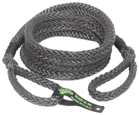 VooDoo Offroad Ropes Tow Straps and 1300025 Ropes, 7/8" x 20' Truck/Jeep Kinetic Recovery Rope, Black, with rope bag