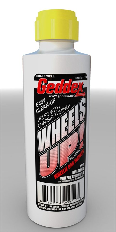 Geddex Wheels Up! Wheelie Bar Markers 111A Marker, Chassis Tuning Formula, Yellow, Each