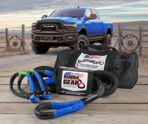 Bubba Rope Off-Road Truck Recovery Gear Sets 176860BLG Set, 7/8 in. Diameter, 20 ft. Long, Blue Eyelets, with Shackles, Bag, Kit
