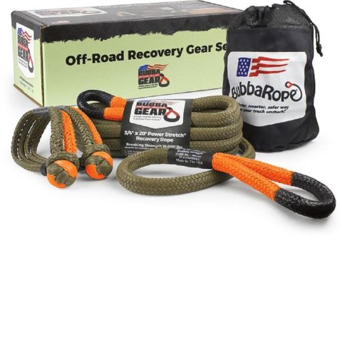 Bubba Rope Off-Road Jeep Recovery Gear Sets 176855DRG Set, 3/4 in. Diameter, 30 ft. Long, Blaze Orange Eyelets, with Shackles, Bag, Kit
