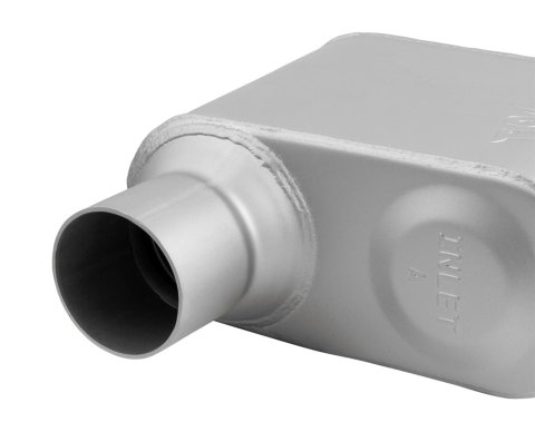 FlowMonster 1-Chamber Steel 2.5 Inch Muffler 42513-FM Muffler, FlowMonster, Aggressive Sound, 1-Chamber, 2.50 in. Single Inlet, 2.50 in. Single Outlet, Steel, Aluminized, Universal, Each
