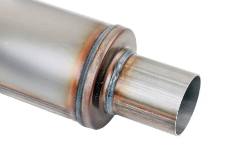 FlowMonster Absorption 409 Stainless Steel 2.5 Inch Muffler 10416-FM Mufflers, Mufflers, Round Case, 2.50 in. Center Inlet/Outlet, Reversible, Steel, Natural, 14.00 in. Case Exterior Length, Each
