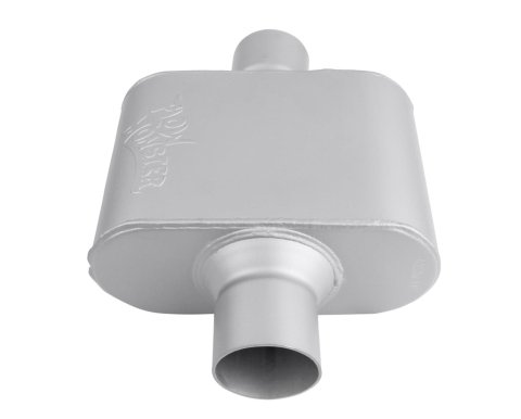 FlowMonster 1-Chamber Steel 2.5 Inch Muffler 42510-FM Muffler, FlowMonster, Aggressive Sound, 1-Chamber, 2.50 in. Single Inlet, 2.25 in. Single Outlet, Steel, Aluminized, Universal, Each