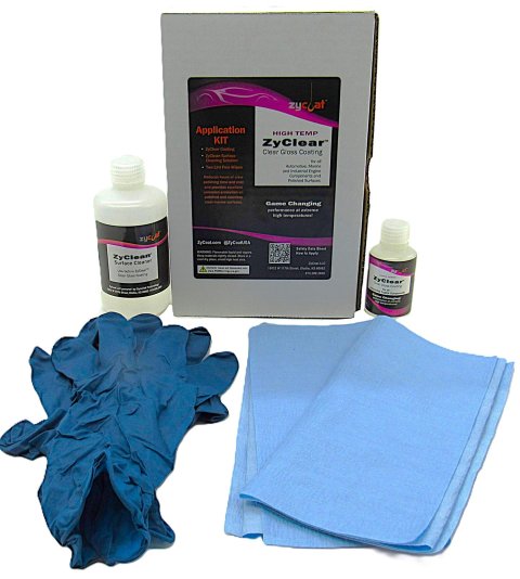 ZYCoat ZyClear Clear Coat 15502 ZyClear, High Temperature, High Gloss, Coat, Spray-On, Wipe-On, 2 oz., Surface Prep Solution, 8 oz., Lint Free Towels, Kit