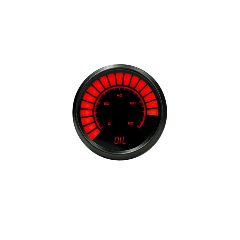 Intellitronix LED Digital Gauges B9114R Gauge, Digital, Oil Pressure, 0-80 PSI, 2 1/16 in. Diameter, Electrical, Black Bezel, Red LED, Each