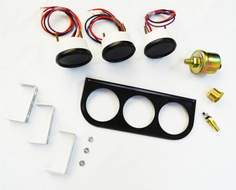 Intellitronix LED Digital 3-Gauge Kits M9333R Gauge Panel, Digital, Oil Pressure, Voltmeter, Water Temperature, Sending Units, 2 1/16 in. Diameter. Gauges, Kit