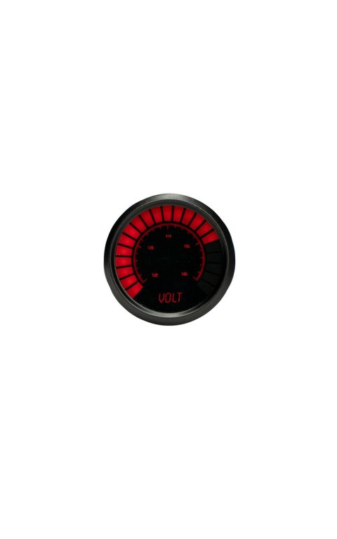 Intellitronix LED Digital Gauges B9015R Gauge, Digital, Voltmeter, 12-16 Volts, 2 1/16 in. Diameter, Electrical, Black Bezel, Red LED, Each
