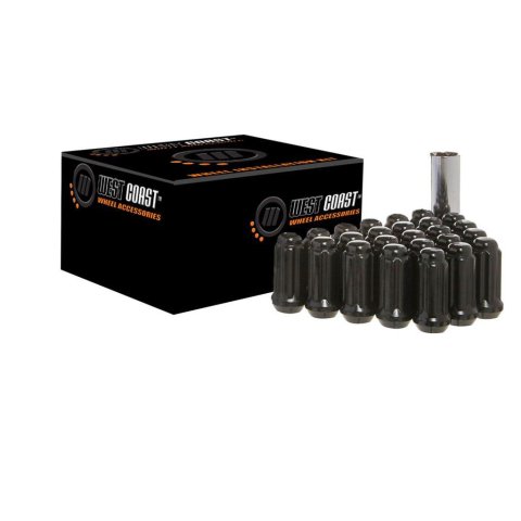 West Coast Accessories Lug Nut Installation Kits W5512STB 1/2 1.9 SPLINE CLOSED BLACK 5 LUG, 20 PIECE KIT