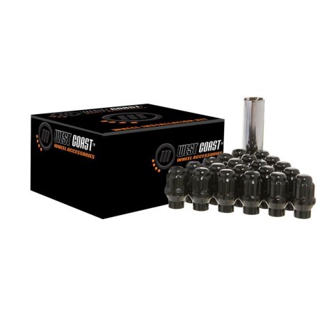 West Coast Accessories Lug Nut Installation Kits W56015SEB Wheel Kit, ET/Ultra Conical Seat, Spline Drive, 12mm x 1.5 RH, Closed End, Steel, Black, Set of 24