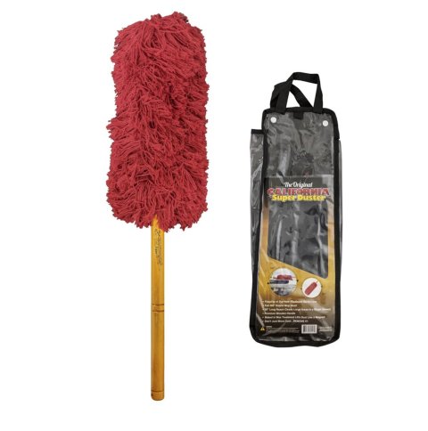 California Super Dusters 62557 Car Duster, 30 in. Natural Wood Handle, 360° Round Head, Vinyl Bag, Each