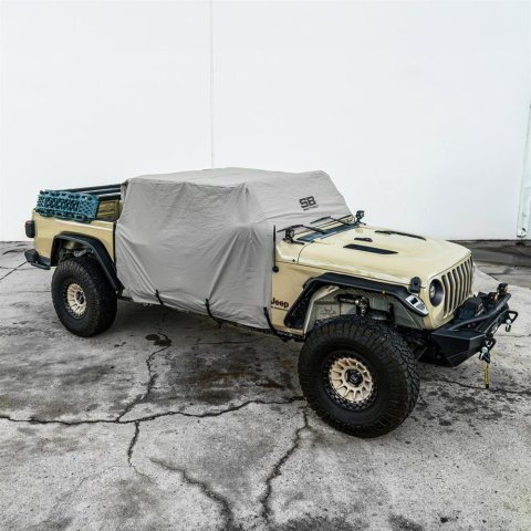 Smittybilt Cab Covers 1081 Car and Truck Covers, Cover with Door Flaps, Direct Fit, Polypropylene Material, Gray, Water Repellent, with Mirror Pockets, Jeep, Each