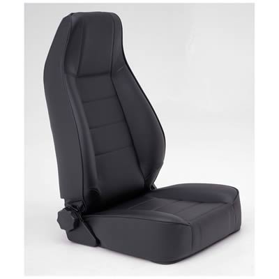 Smittybilt Factory-Style Jeep Replacement Black Vinyl Seat S/B45001 Seat; Factory Style Replacement; Black; No Drilling Installation; Front