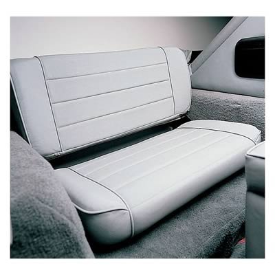 Smittybilt Fold and Tumble Rear Black Vinyl Seat S/B41301 Seat; And Seat; Black; Rear; No Drilling Installation