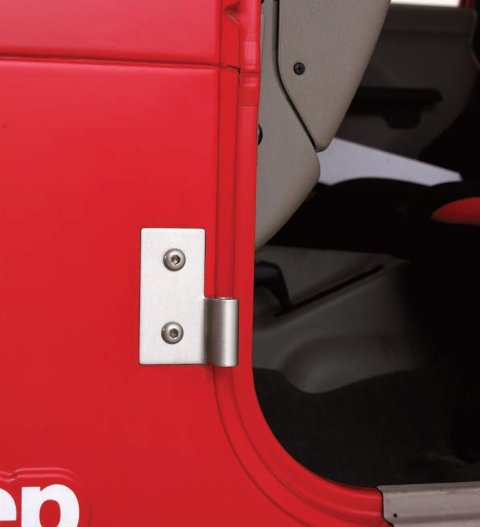 Smittybilt Lower Door Hinge Brackets S/B7607 Hinge; Bracket; Pair; Black; No Drilling Installation; Front
