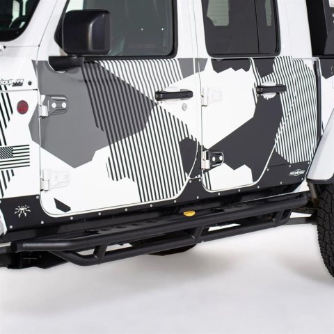 Smittybilt SRC Side Armor Guards with Step S/B79634 Rocker Guards, Step, Steel, Black Textured Powdercoated, Jeep, Pair