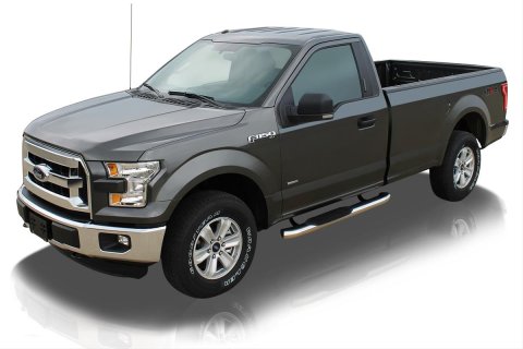 Raptor Series 5 in. Cab Length OE-Style Curved Oval Tube Side Step Bars for 2017-2024 F-350 SUPER DUTY, F-250 2015-2024 F-150 - 1603-0371 Bars, OE Style Oval, Polished. SS, 2015-20 Ford Reg. Cab, 2017-20 Ford