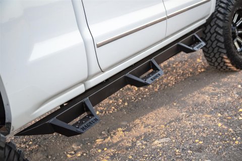Raptor Series Magnum RT Wheel-to-Wheel Drop Steps RTW113CH Step Bars, Steps, Steel, Black Powdercoat, Includes Brackets, Chevrolet, GMC, Double Cab, 6 1/2 ft. Bed, Pair