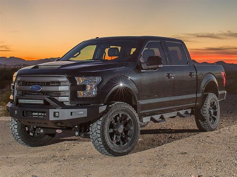 Raptor Series Magnum RT Drop Steps RTS22FD Step Bar, RT, Angular Drop-Down, Non-Slip, Slotted, Steel, Black Powdercoated, Ford, Pair