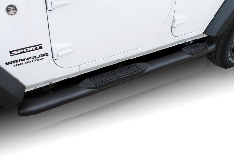 Raptor Series 5 in. Cab Length OE-Style Curved Oval Tube Side Step Bars for 2007-2017 WRANGLER, 2018 WRANGLER JK - 1608-0375BT Bars, OE Style Tube, Steel, Black Textured, Jeep, Pair