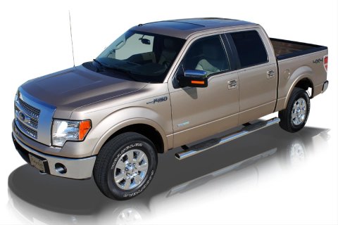 Raptor Series 5 in. Cab Length Oval Tube Side Step Bars for 2009-2014 F-150 - 0803-0157 Nerf Bar, 5" Magnum Straight Oval, Polished SS, 09-14 Ford Crew Cab; 10-14 Ford Crew