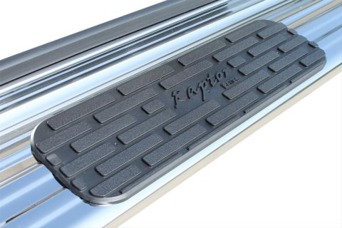 Raptor Series 7 in. SSR Stainless Steel Running Boards for 2009-2014 F-150 - 1303-0096 Boards, Steel, Cab Position, Polished, 88.970 Length, Ford, Pair