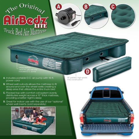 AirBedz Lite Truck Bed Air Mattresses PPI-PV203C Mattress, Lite, Green, Mid Size, 55 in. Width, 72 in. Length, 12 in. Height, Each