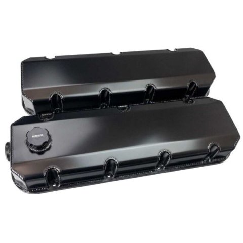 Moroso Valve Covers 68502 Covers, BBC, -12AN Breather and Oil Fill, Fab. Aluminum, Black Anodized