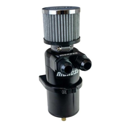 Moroso Oil Catch Cans 85416 Billet Breather Tank Can, Dual Inlet, Black, -12AN