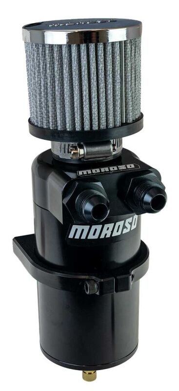Moroso Oil Catch Cans 85414 Billet Breather Tank Can, Dual Inlet, Black, -8AN
