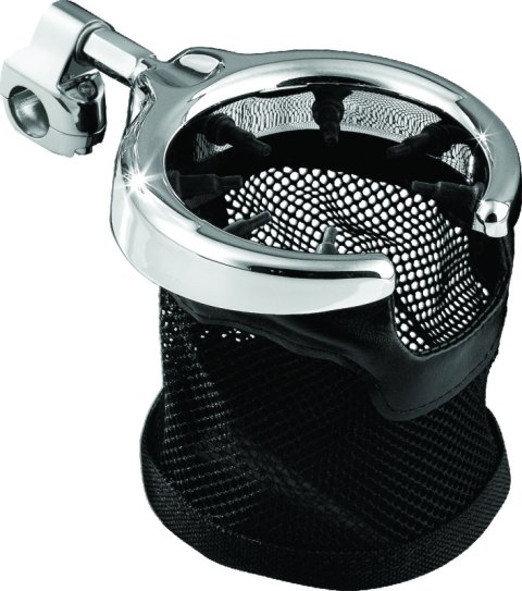 Kuryakyn Drink Holder with Mesh Basket 1-1/4 inch Clamp Chrome