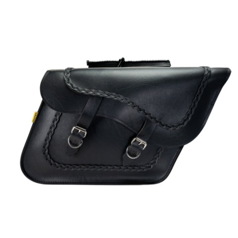 Willie & Max Universal Braided Large Slant Saddlebags (16 in L x 11 in H x 6.5 in W) - Black