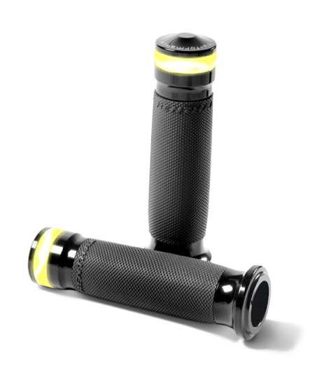 Performance Machine Contour Led Handle Grip Set - Black Ano