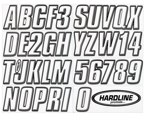 Hardline Boat Lettering Registration Kit 3 in. - 800 Transparent Clear/Black