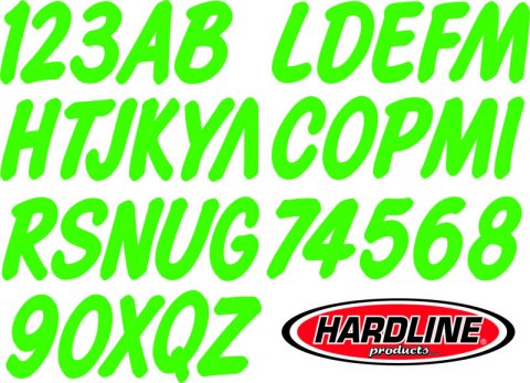 Hardline Boat Lettering Registration Kit 3 in. - 400 Lime Green Solid