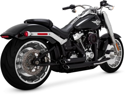 Vance & Hines 18-22 Harley Softail Wide Tire Shortshots Staggered Exhaust System - Black